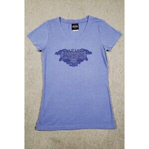 Harley Davidson Women's V-Neck T-shirt Hill City SD Size S Purple